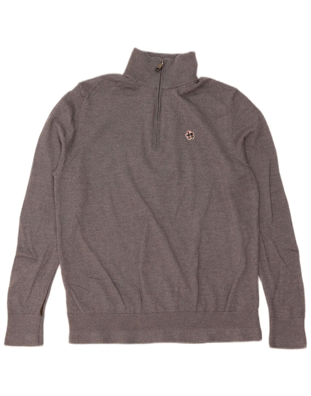 TED BAKER Męski sweter zapinany na zamek, rozmiar 6 2XL, szara wełna