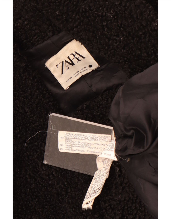 Damski polarowy płaszcz oversize Zara UK 6 XS, czarny poliester