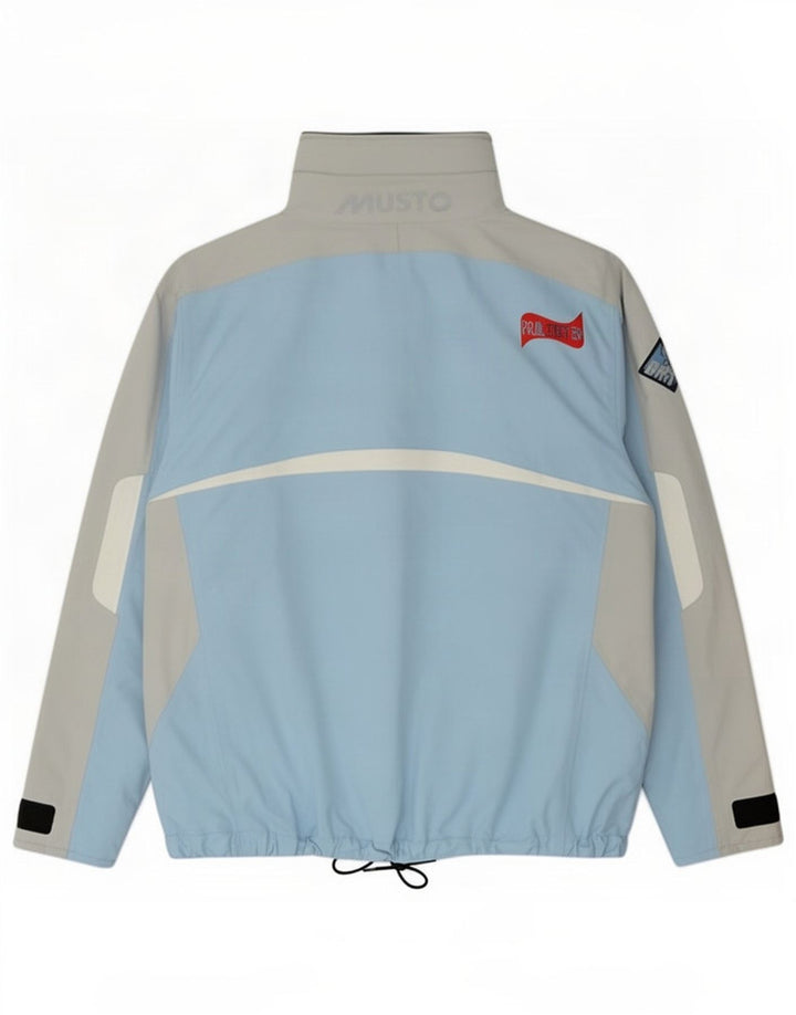 Damska kurtka przeciwdeszczowa Musto Graphic UK 14, duży niebieski nylon w blokach kolorów