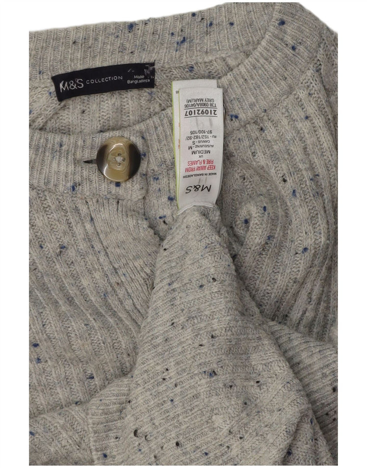 Marks & Spencer Damski sweter rozpinany UK 14 Średni szary, nakrapiany akryl