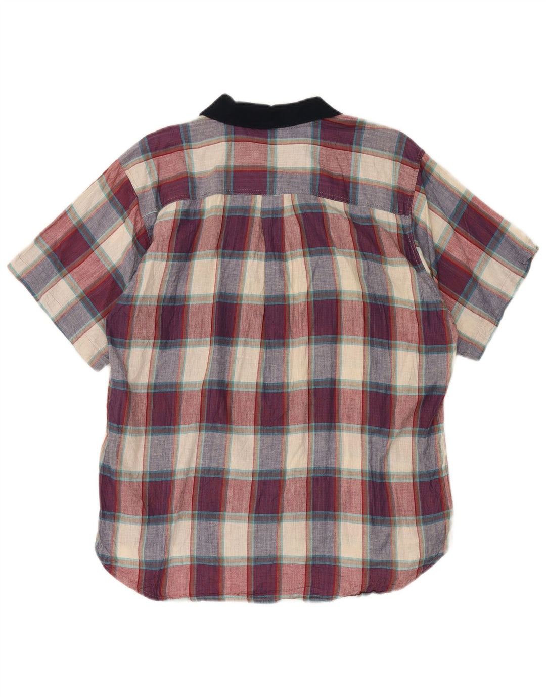 Koszula męska z krótkim rękawem w stylu vintage, duża, wielobarwna, bawełniana krata