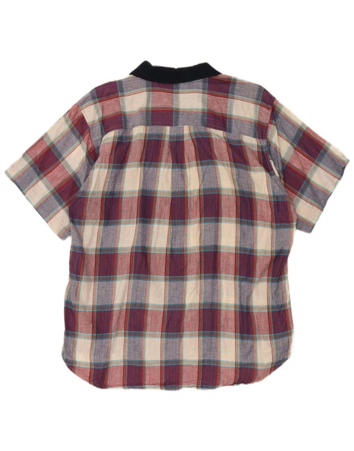 Koszula męska z krótkim rękawem w stylu vintage, duża, wielobarwna, bawełniana krata