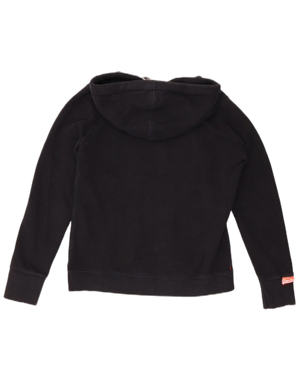 SUPERDRY Damski sweter z kapturem z grafiką UK 16, duży, czarny, bawełniany