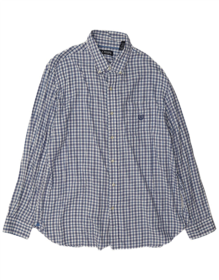 Męska koszula flanelowa Chaps XL w niebieską kratkę, bawełniana