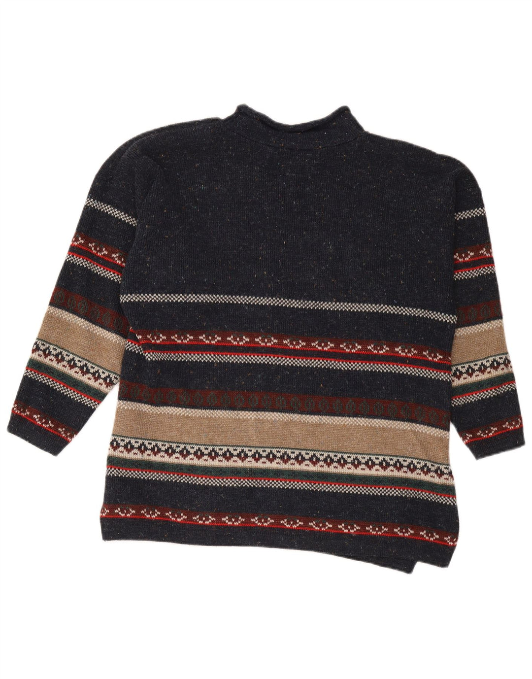 Vintage męski sweter z golfem, średni granatowy akryl w paski