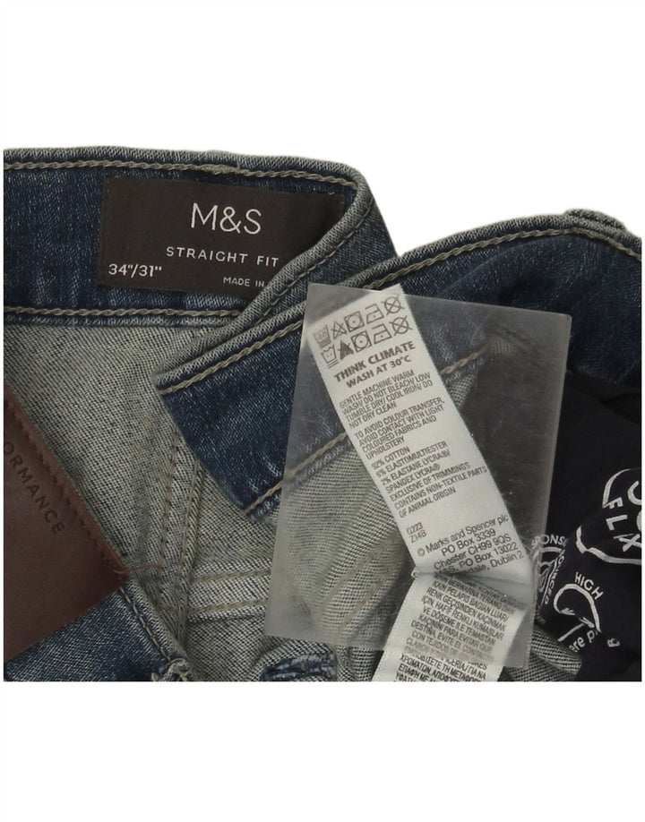 Marks & Spencer Męskie proste dżinsy W34 L31 Niebieskie bawełniane