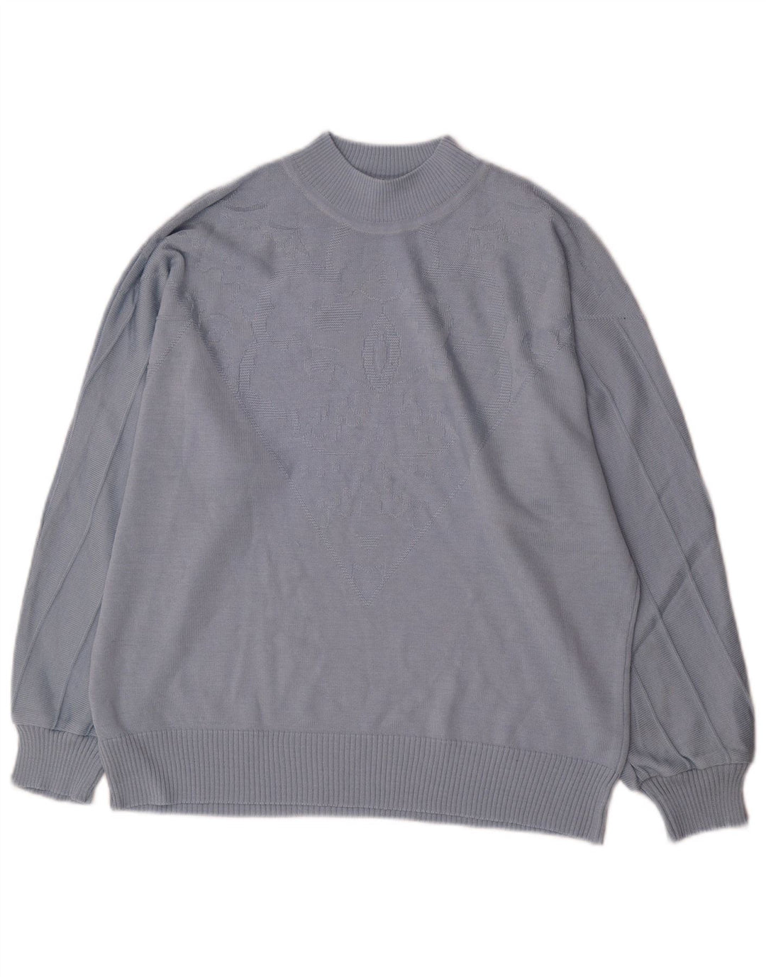 Sweter damski w stylu vintage z golfem IT 46, duży, niebieski, poliakryl