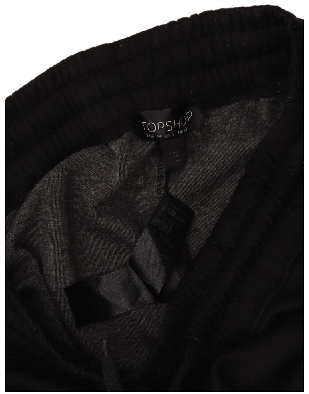 Damskie spodnie dresowe Topshop UK 10, małe, czarne, z blokami kolorów, z poliestru