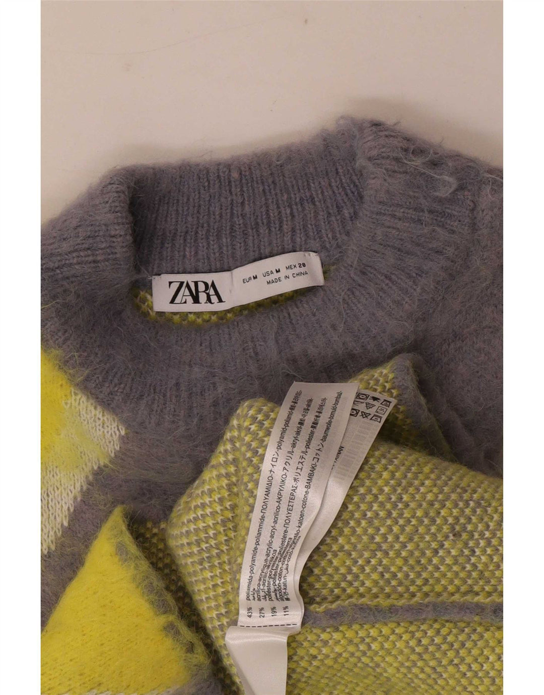 Sweter damski Zara z golfem UK 14, średni szary, blok kolorów