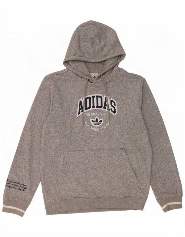 Męska bluza z kapturem Adidas Graphic, średnia szara, nakrapiana bawełna