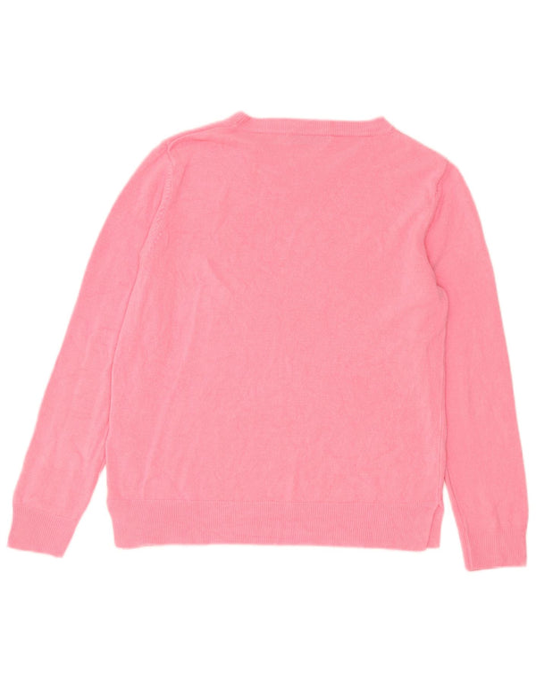 Marks & Spencer Damski sweter z dekoltem w łódkę UK 14, duży, różowy, akrylowy