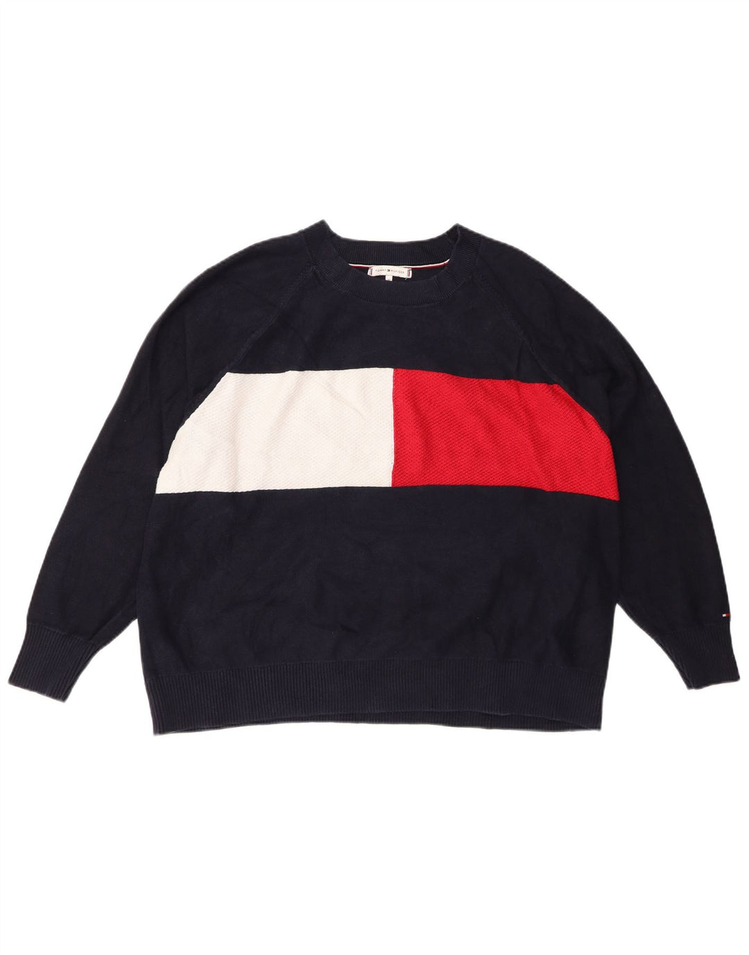 Damski sweter TOMMY HILFIGER z dekoltem w łódkę IT 48 XL granatowy