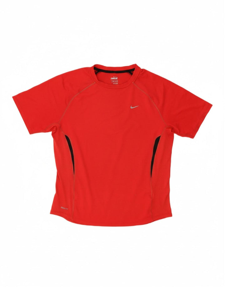 NIKE Mens T-Shirt Top UK 38/40 Medium Red Colourblock