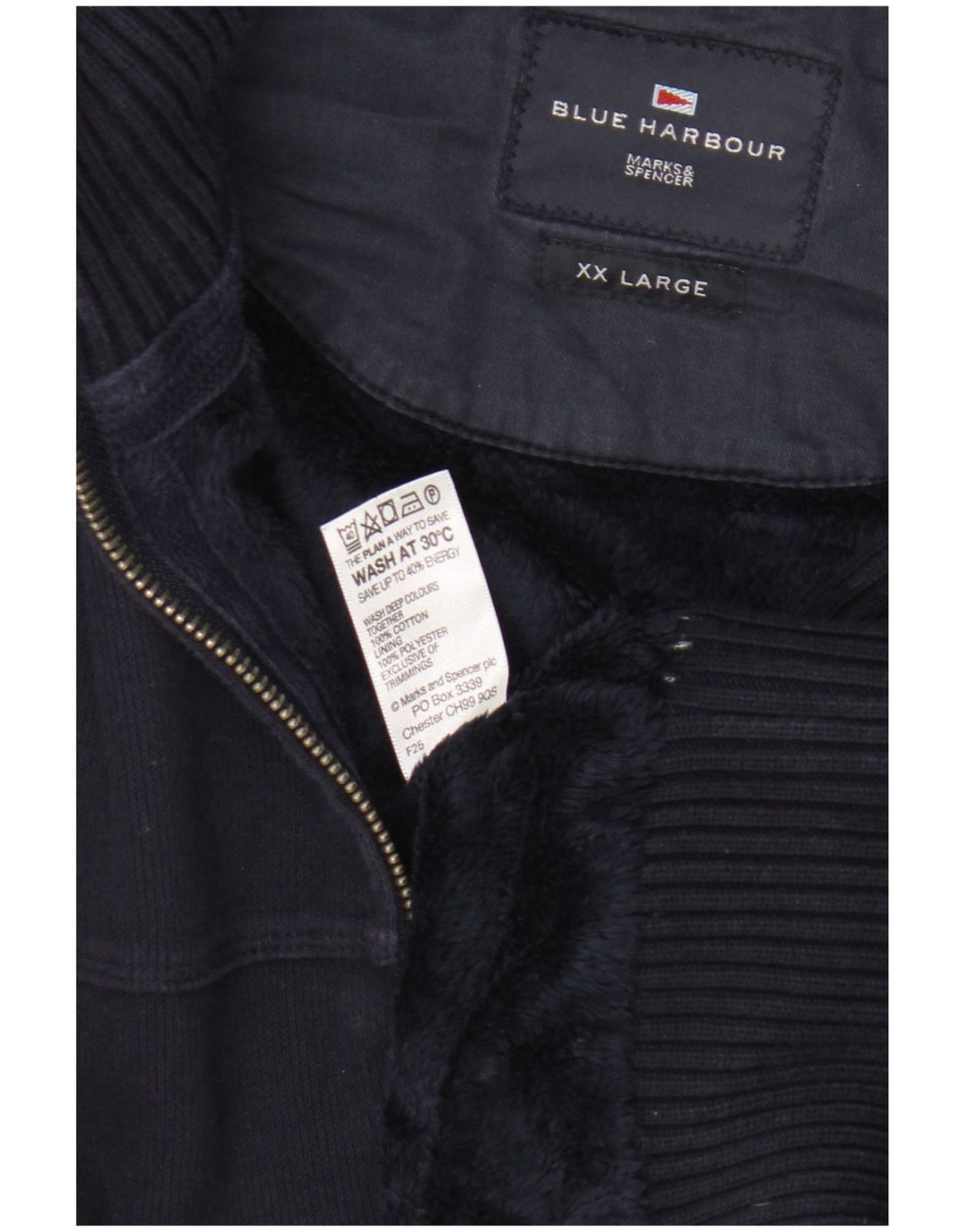 Marks & Spencer Męska niebieska kurtka dresowa Harbour, 2XL, granatowa, bawełniana
