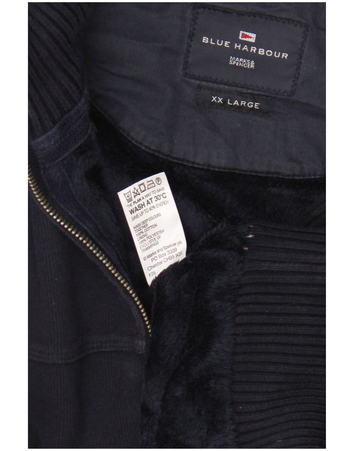 Marks & Spencer Męska niebieska kurtka dresowa Harbour, 2XL, granatowa, bawełniana