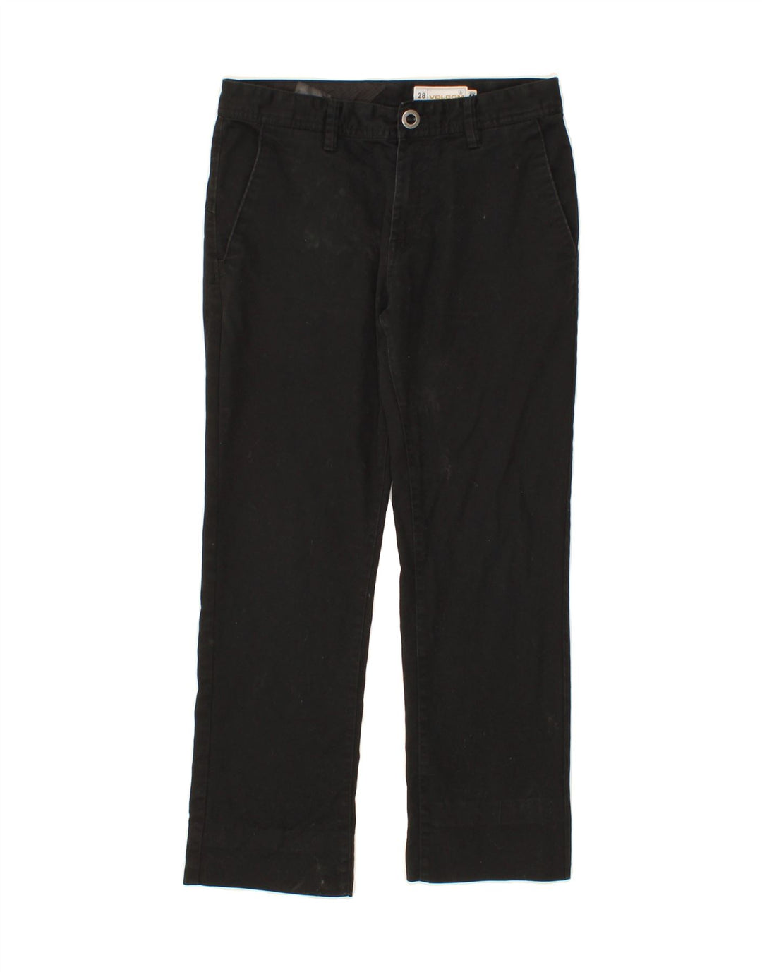 VOLCOM Womens Straight Chino Trousers W28 L24  Black Cotton Vintage Volcom and Second-Hand Volcom from Messina Hembry 