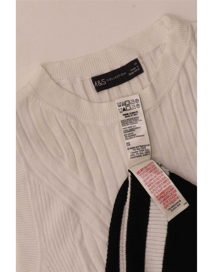Marks & Spencer Damski top z kamizelką UK 12, wiskoza w średnie białe paski