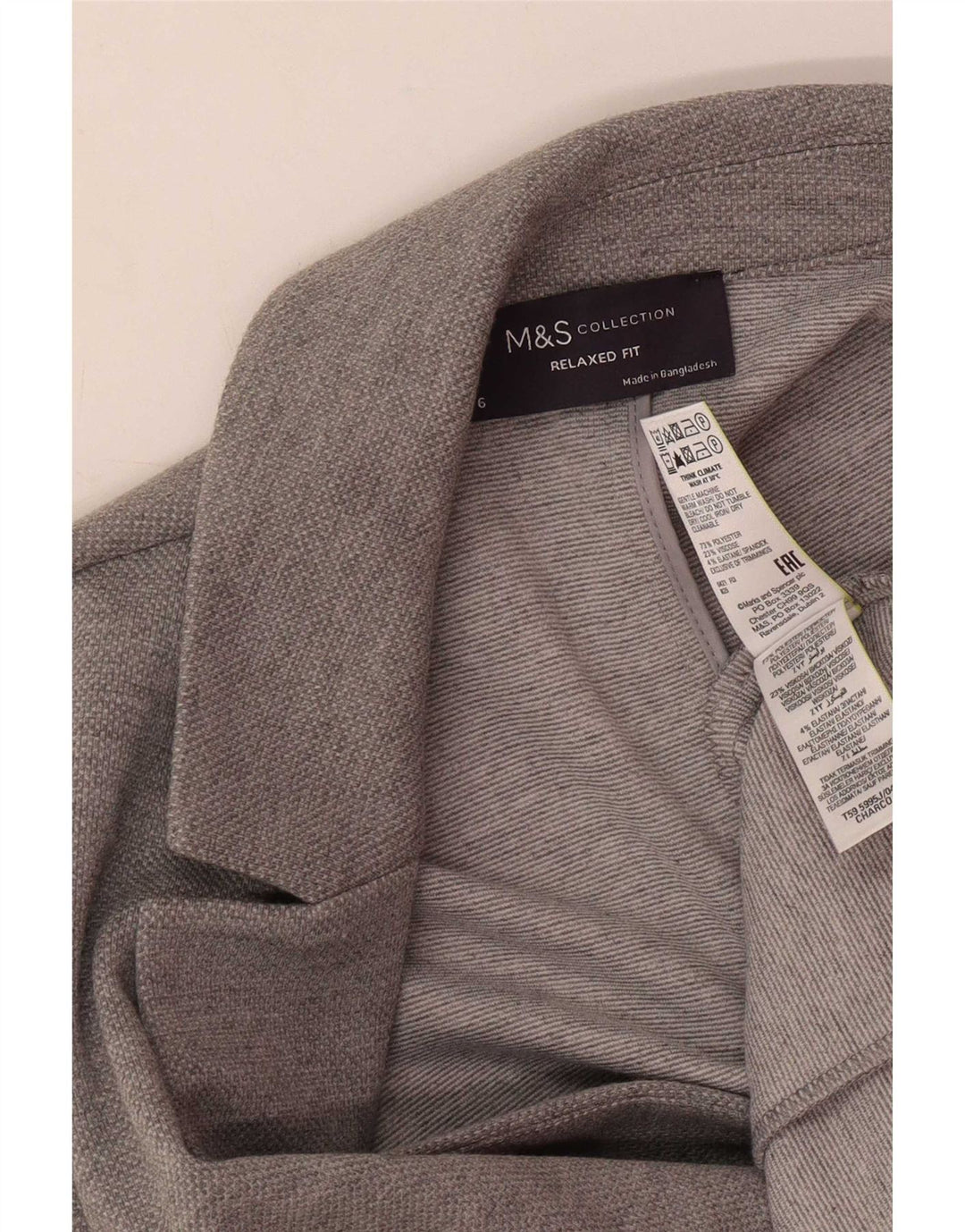 Marks & Spencer Damska marynarka o swobodnym kroju UK 6 XS, szary poliester