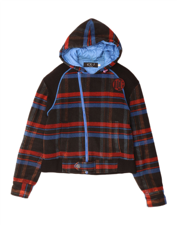 Męska kurtka bomberka z kapturem Iceberg IT 52 XL, poliester w czarną kratkę