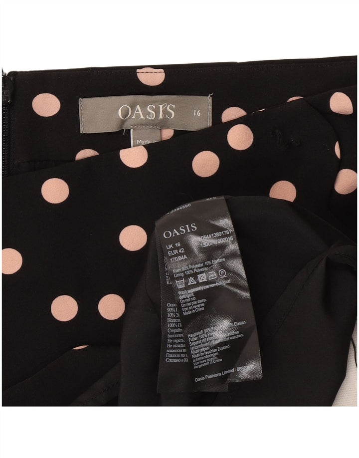 Damska spódniczka mini Oasis UK 16, duża, W34, czarna, poliester w kropki