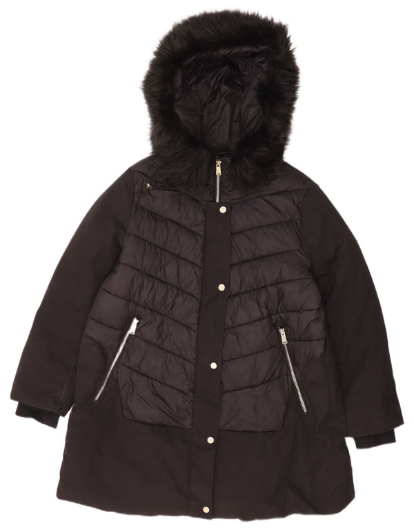 Damski płaszcz z kapturem, oversize, wyściełany Florela Rubino UK 14, duży, czarny