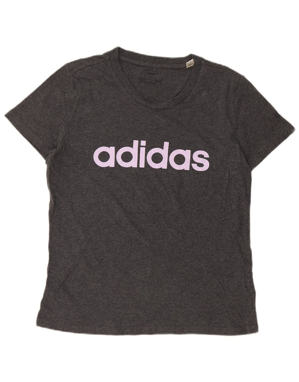 Damska koszulka Adidas Crop Graphic Top UK 16/18, duża, szara, nakrapiana bawełna