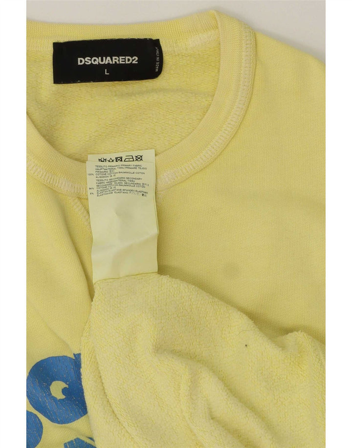 Dsquared2 Męska bluza z grafiką, duża, żółta bawełna