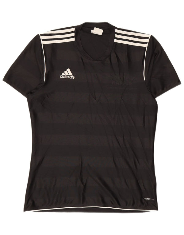 Męski T-shirt ADIDAS Climalite z grafiką, mały, czarny poliester w paski