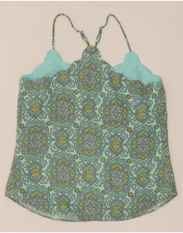 J. CREW Womens Sleeveless Crop Top US 4 Small Turquoise Paisley Polyester Vintage J. Crew and Second-Hand J. Crew from Messina Hembry 