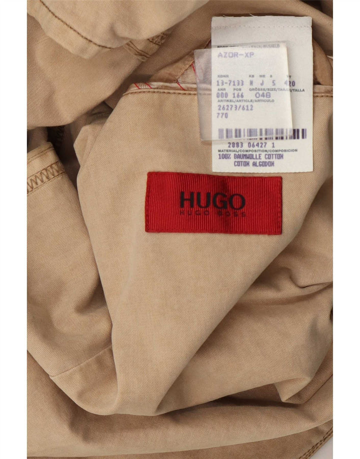 Męska marynarka zapinana na 2 guziki Hugo Boss EU 48 Średnia beżowa bawełna
