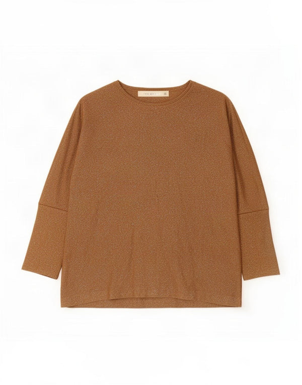 Damski top oversize Zara z rękawem 3/4, UK 14, średni brązowy, nakrapiany metaliczny