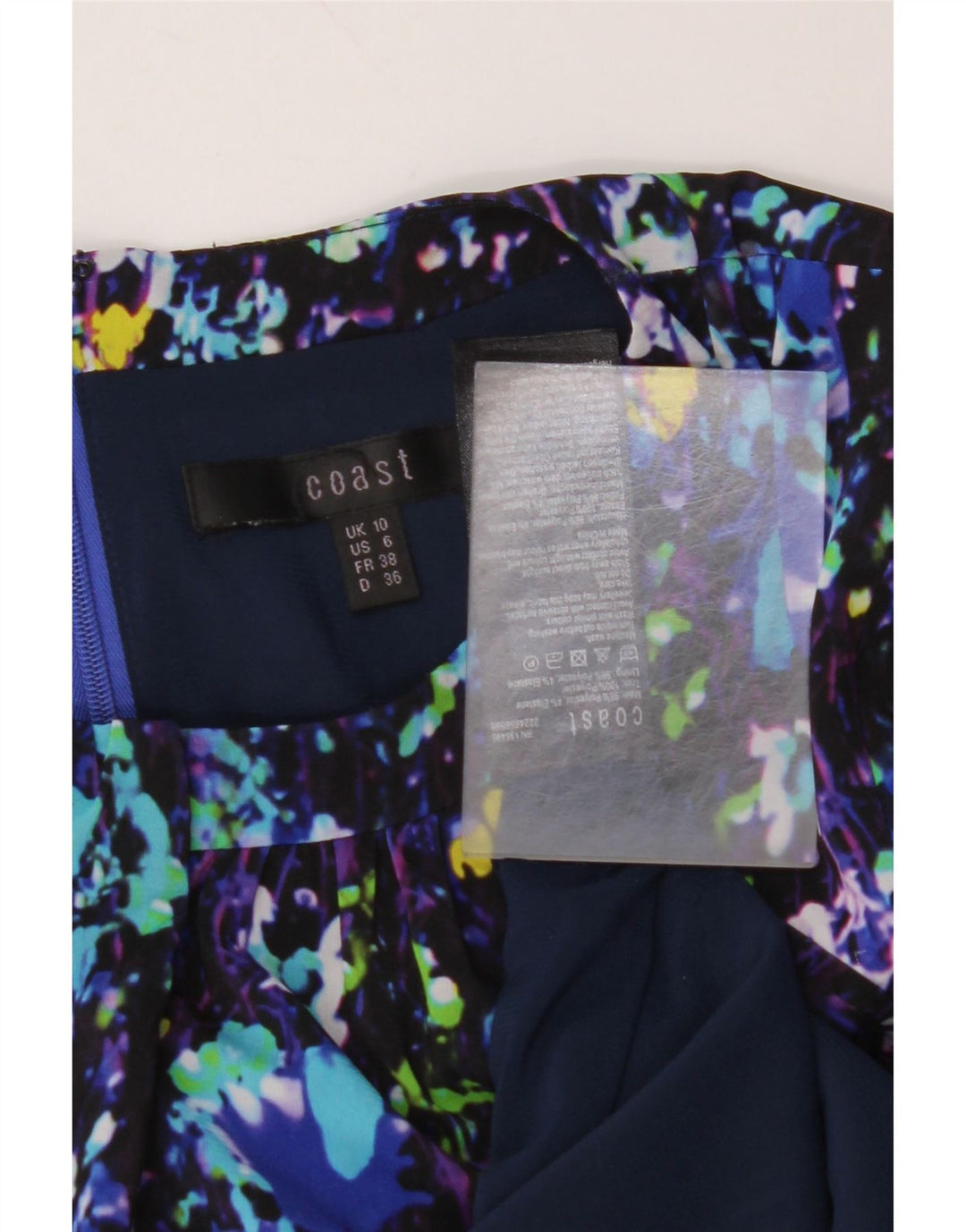 COAST Damska sukienka z abstrakcyjnym wzorem UK 10, mała, wielobarwna