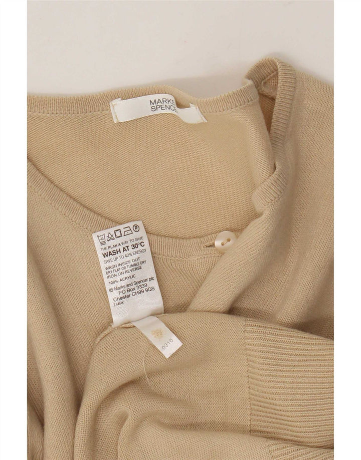 Marks & Spencer Damski sweter kardigan UK 14 Średni Beż Akryl