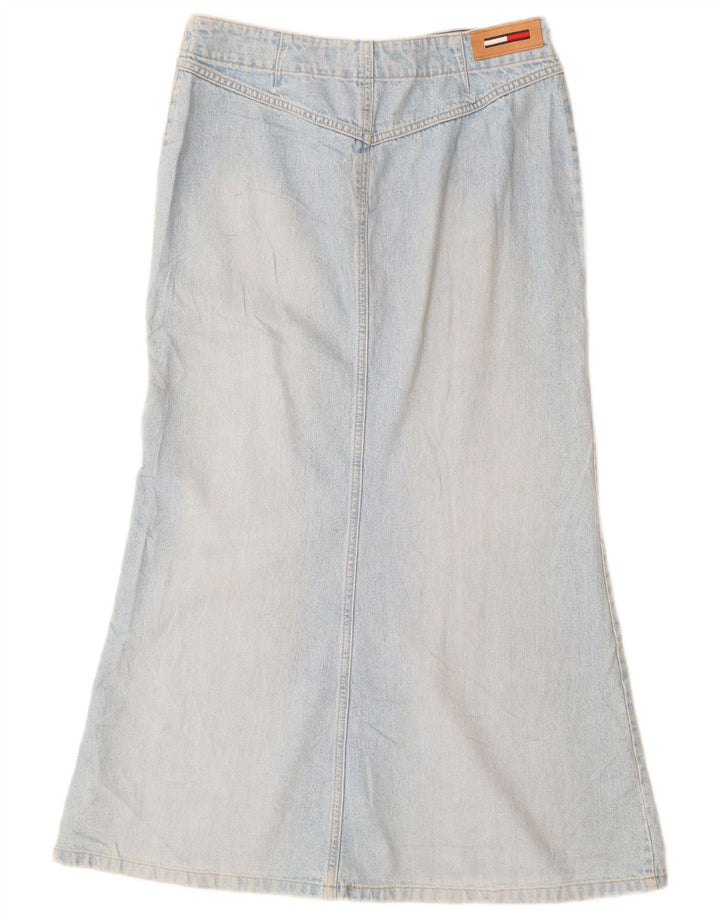 Damska spódnica dżinsowa z wysokim stanem TOMMY HILFIGER US 10, duża, W30, niebieska bawełna