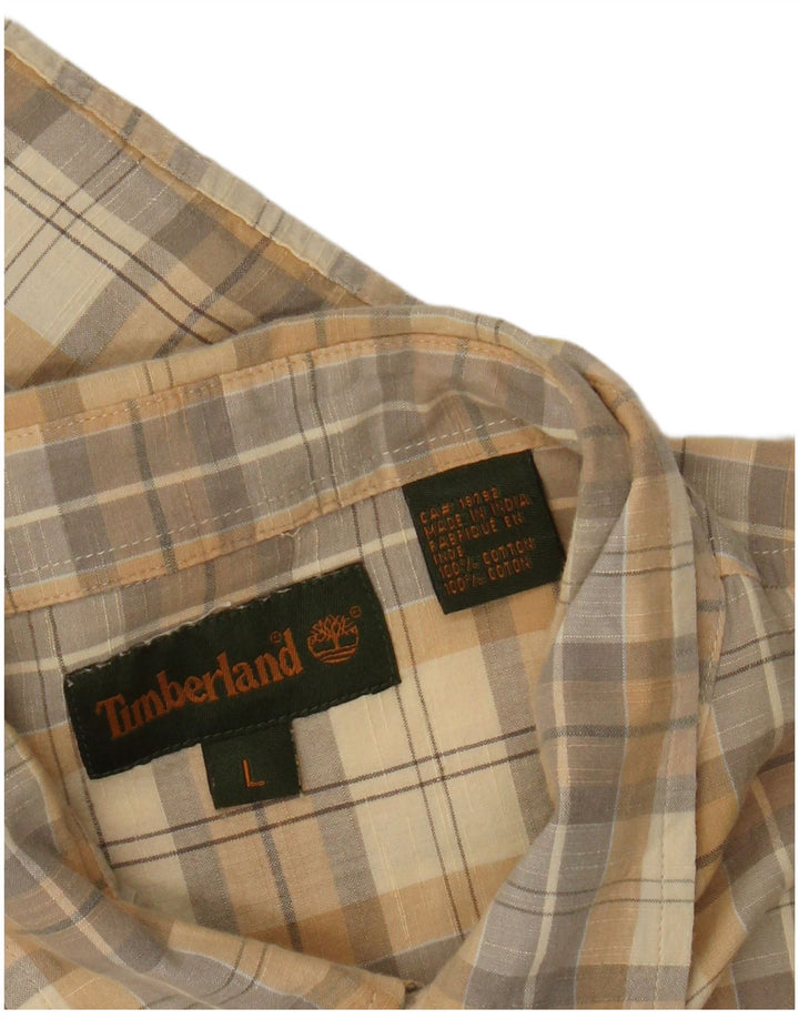 Męska koszula z krótkim rękawem Timberland, duża, żółta bawełniana krata