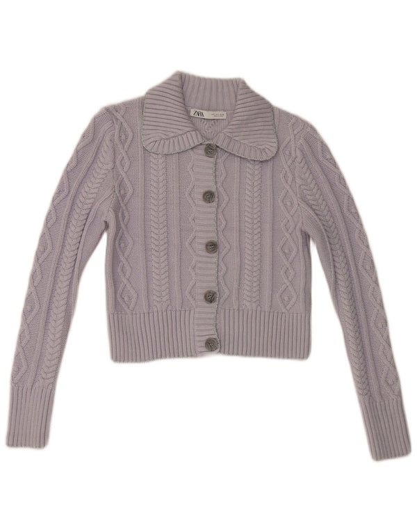Sweter damski Zara Crop Cardigan UK 10 Mały fioletowy akryl