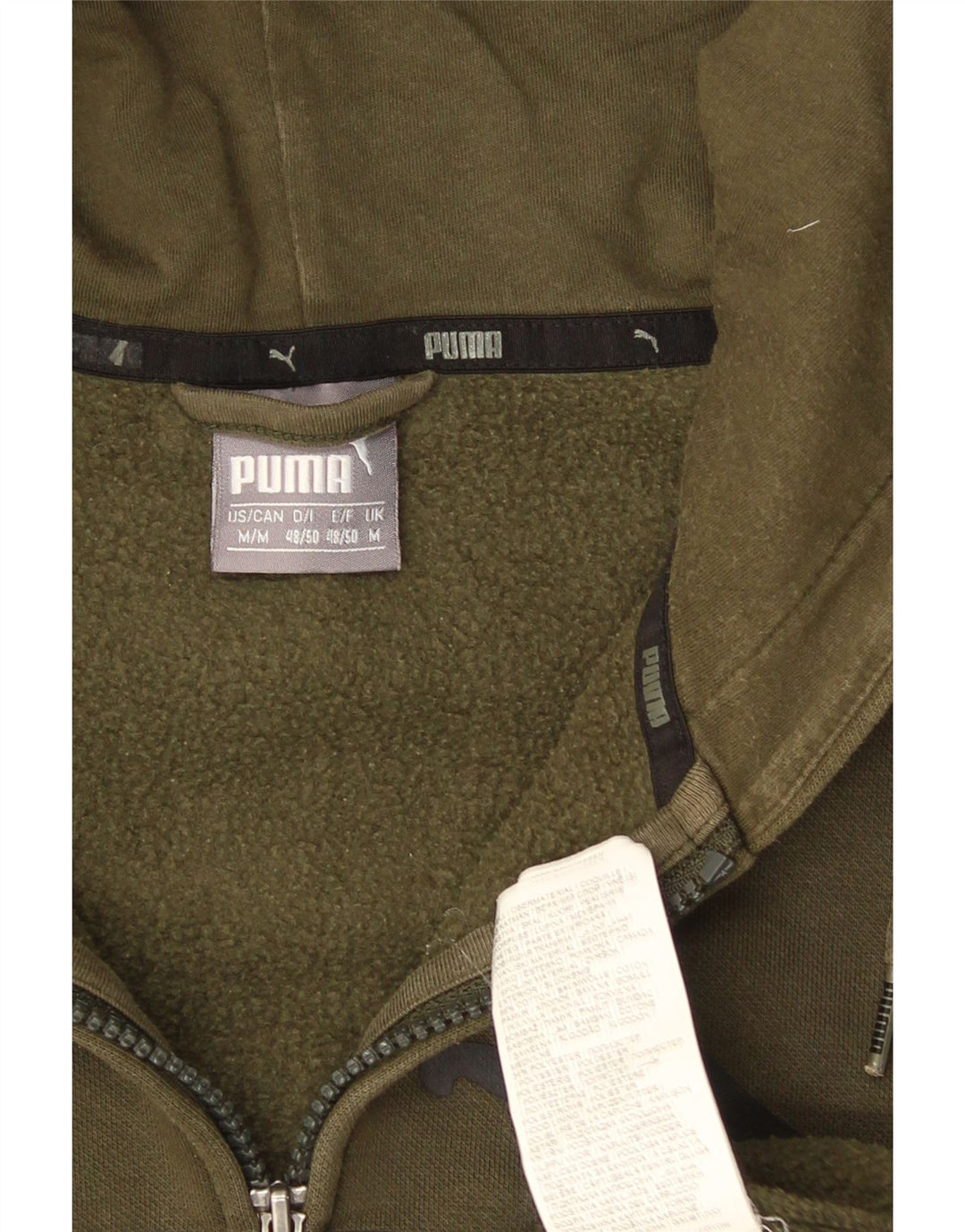 Męski sweter z kapturem i zamkiem błyskawicznym Puma, średniej wielkości bawełna khaki