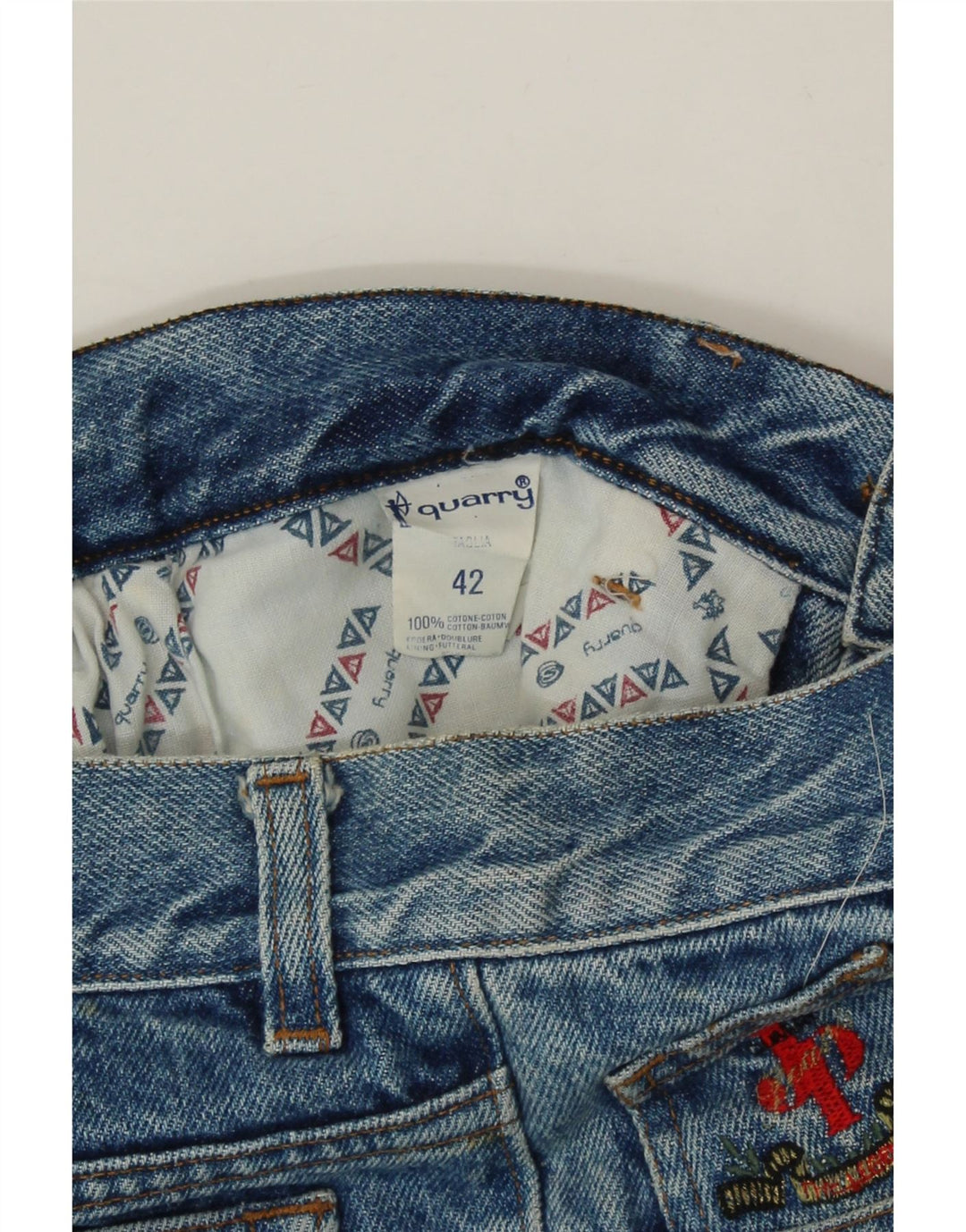 QUARRY Womens Cropped Jeans IT 42 Medium W28 L25 Blue Cotton Vintage Quarry and Second-Hand Quarry from Messina Hembry 