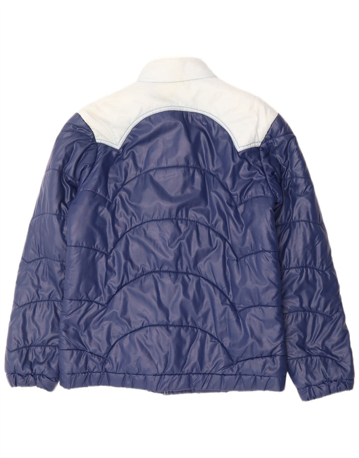 Męska ocieplana kurtka vintage UK 40, duża, granatowa, z blokami kolorów, poliamid