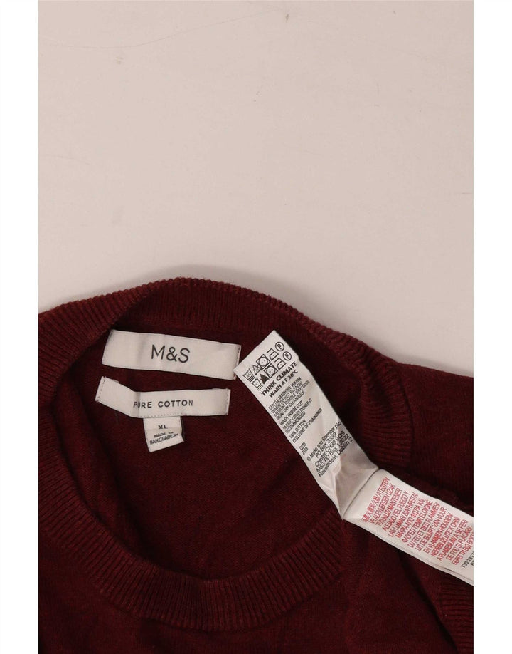 Marks & Spencer Męski sweter z okrągłym dekoltem XL, czerwony, bawełniany