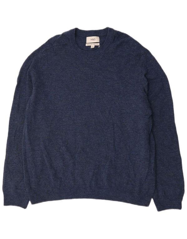 Marks & Spencer Męski sweter z okrągłym dekoltem, 2XL, granatowy, nakrapiany
