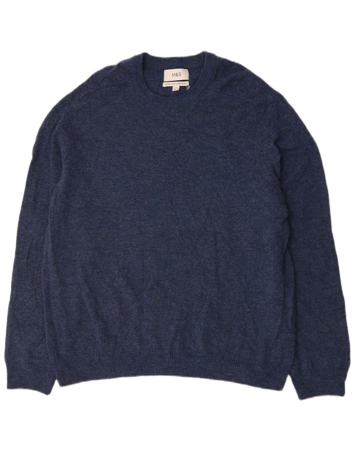 Marks & Spencer Męski sweter z okrągłym dekoltem, 2XL, granatowy, nakrapiany