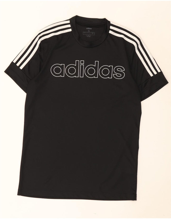 Męska koszulka Adidas Climalite z grafiką, mała, czarna, poliestrowa