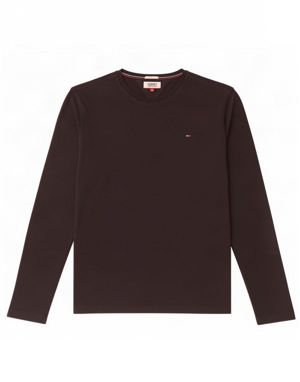 Męski top slim fit Tommy Hilfiger z długim rękawem, duży, czarny, bawełniany