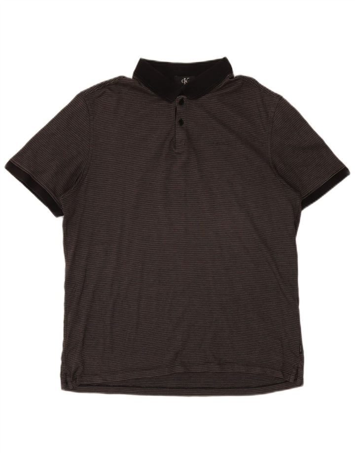 Męska koszulka polo CALVIN KLEIN Średnioszara, bawełniana w prążki