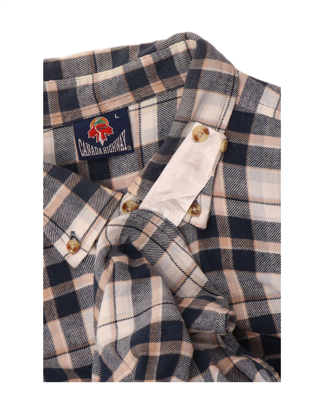 Vintage męska koszula flanelowa, duża, bawełniana w granatową kratę