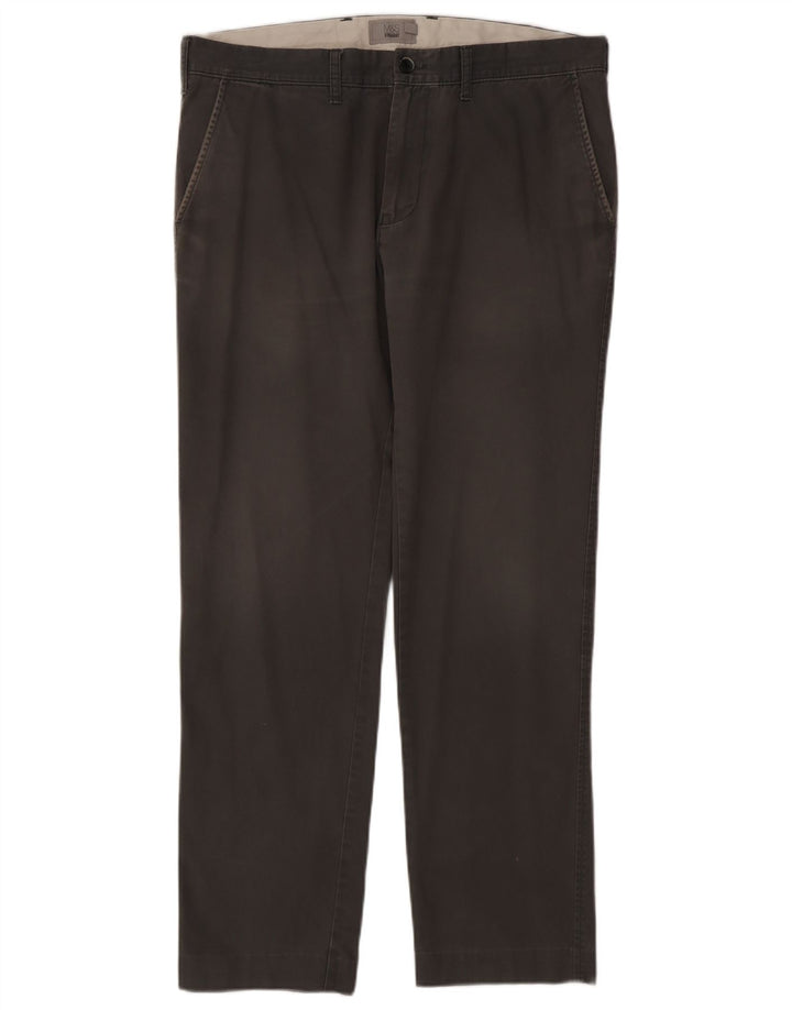 Marks & Spencer Męskie proste spodnie chino W36 L30 Szara bawełna