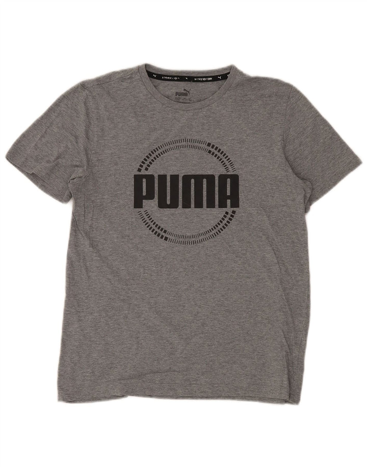 Chłopięcy T-shirt z grafiką PUMA, 13-14 lat, szary, nakrapiany