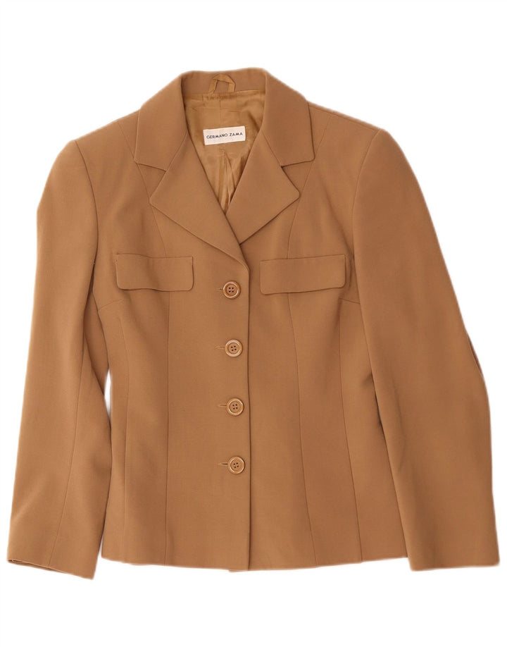 Germano Zama damska marynarka zapinana na 4 guziki UK 38 Medium Brown