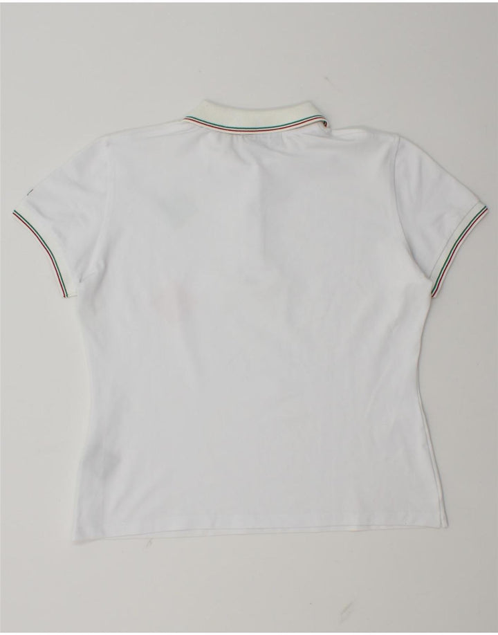 Damska koszulka polo Slam UK 14, duża, biała tkanina argyle/diamentowy poliamid